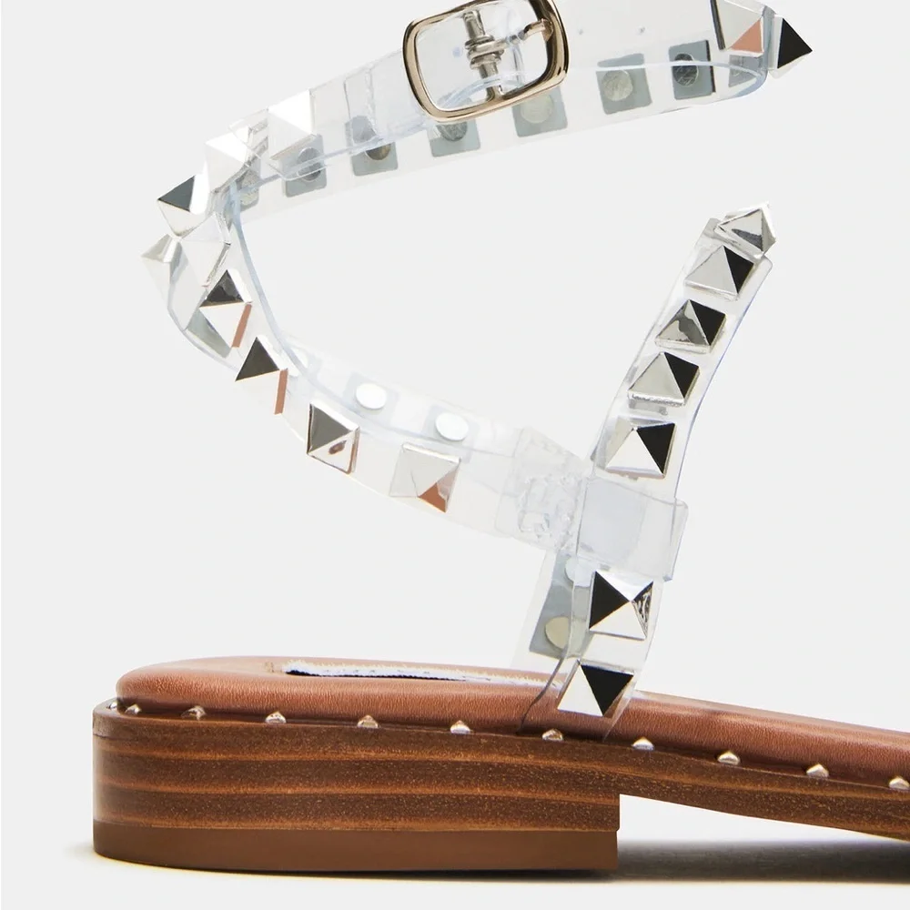 Michael Kors Metallic Studded Sandals TRAVEL CLEAR